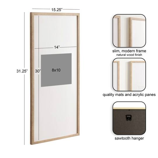 Kate and Laurel Gallery 14" x 30" Photo Frames 8" x 10" with Mat